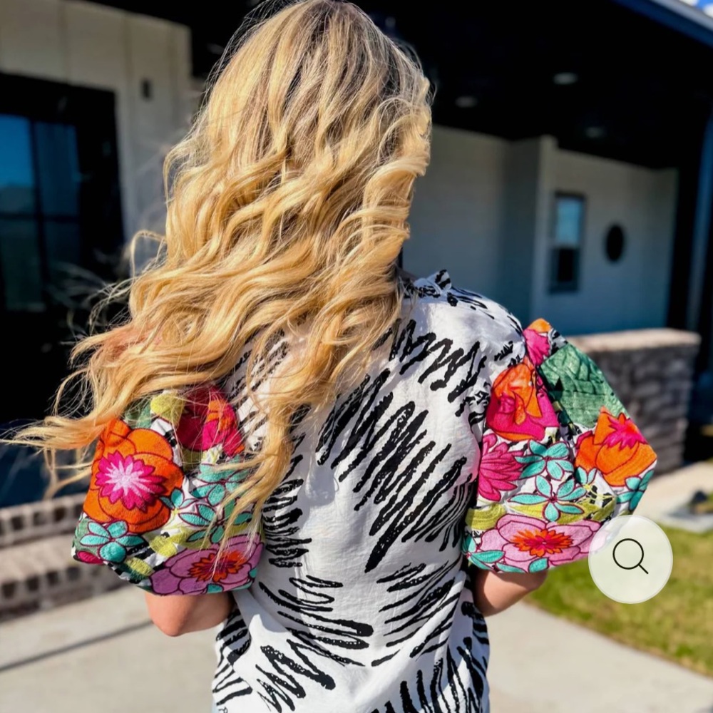 THML embroidered
Tropical Pop Puff Sleeve
Top blouse $98 S casual boho spring - Picture 4 of 12